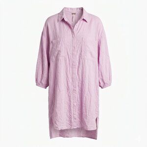 Young Fabulous & Broke YFB Linen Blend Tunic Shirt Dress Lilac Purple Medium